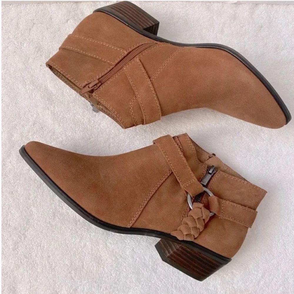 Mix  Match 3275 Lucky Brand Enitha Suede Harness Block Heel Bootie